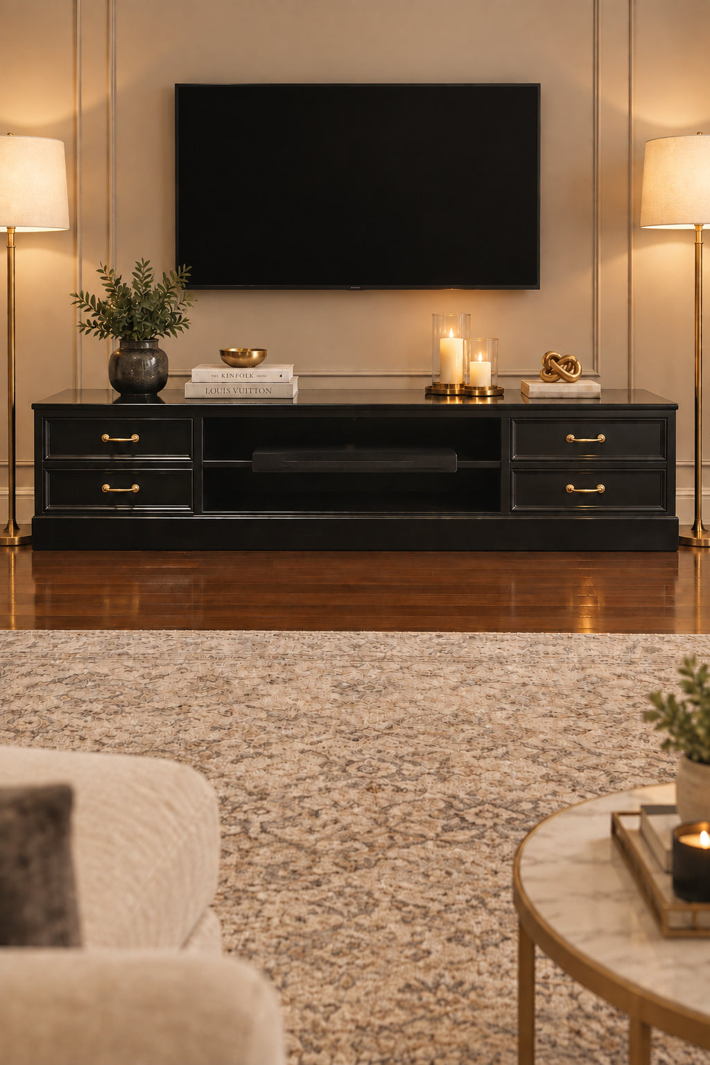 Hampton' Black 4 Drawer Tv
