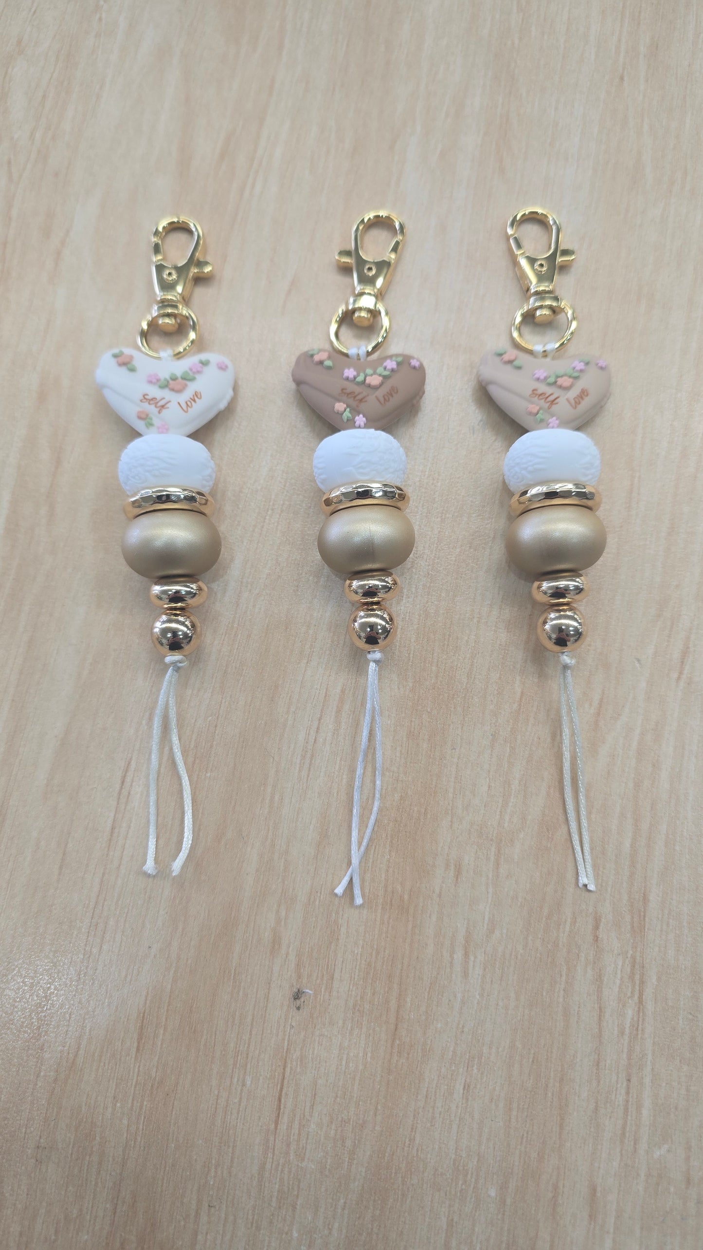 Beaded Hanging Keyring- Oat Self Love