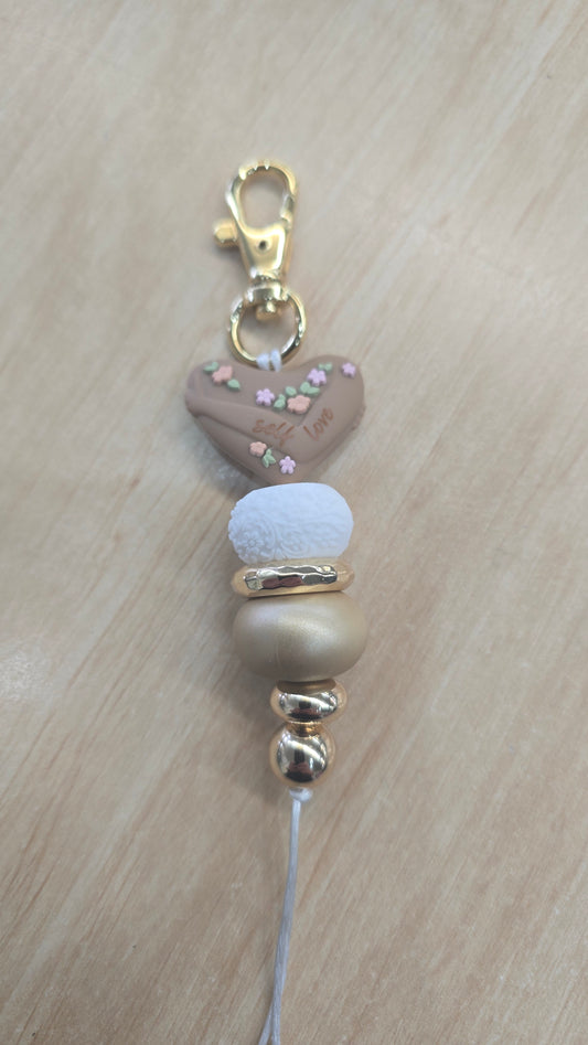 Beaded Hanging Keyring- Mocha Self Love
