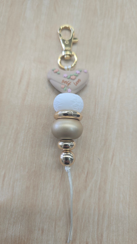 Beaded Hanging Keyring- Oat Self Love