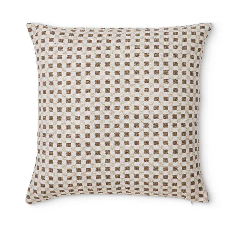 Checkers Cushion Cover-Coffee