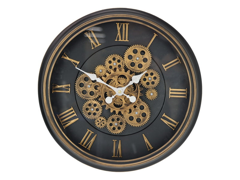 Black and Gold Moving Cog Clock