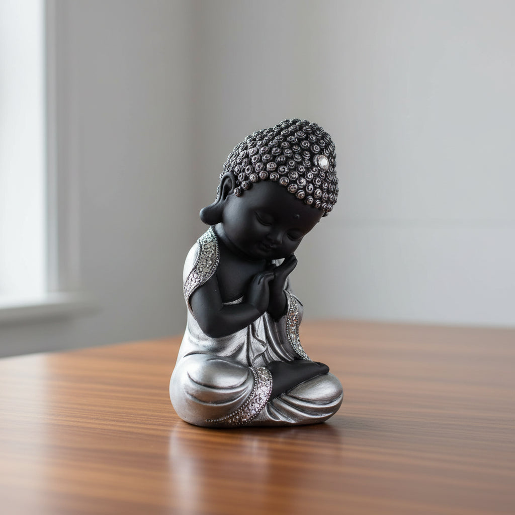 Cute Black and Silver Budha- Head on Side