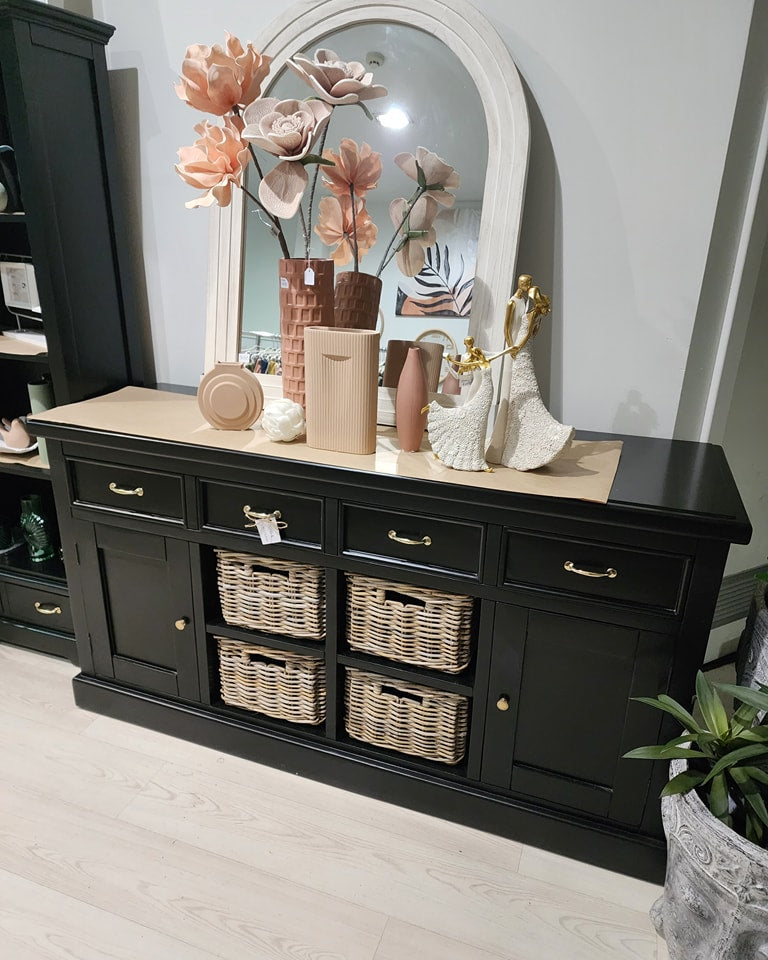 Hamptons Black 4 Drawer Buffet