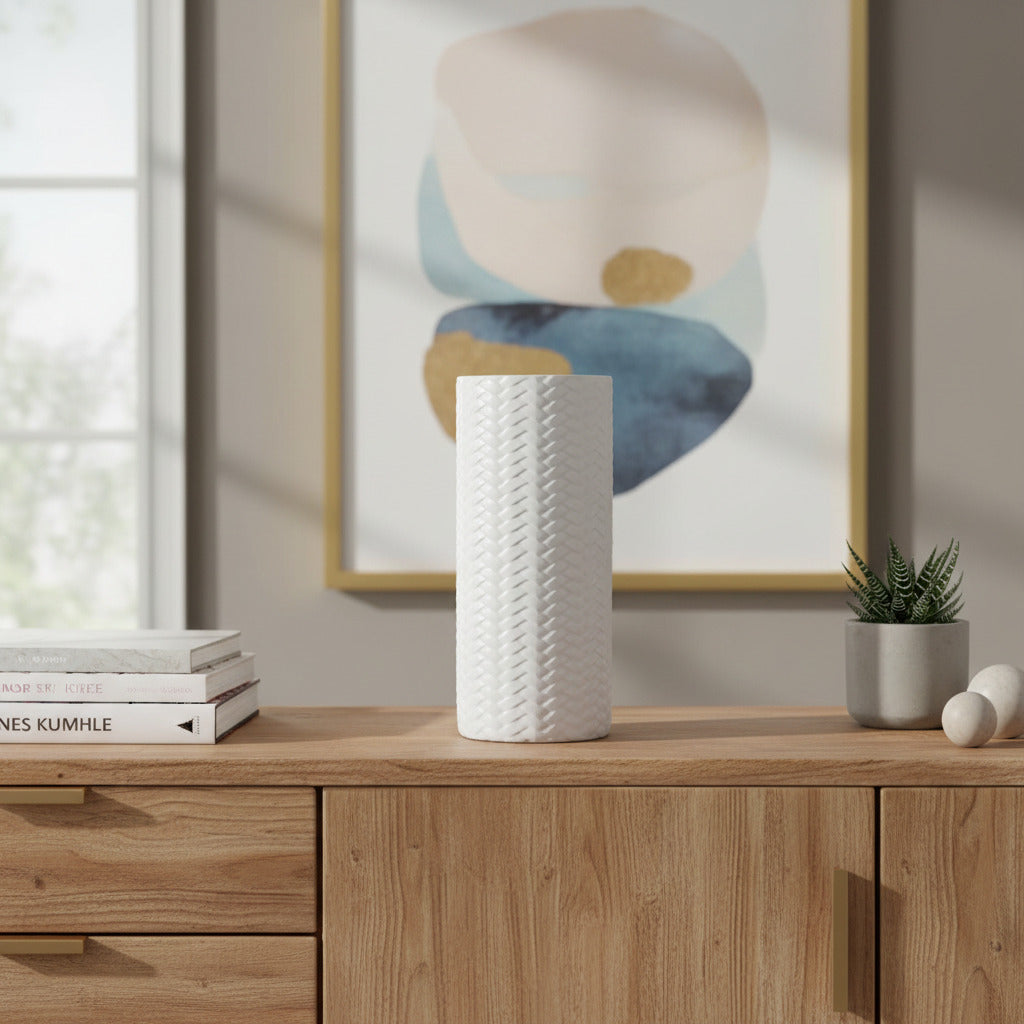 Vase Geometric Large- White
