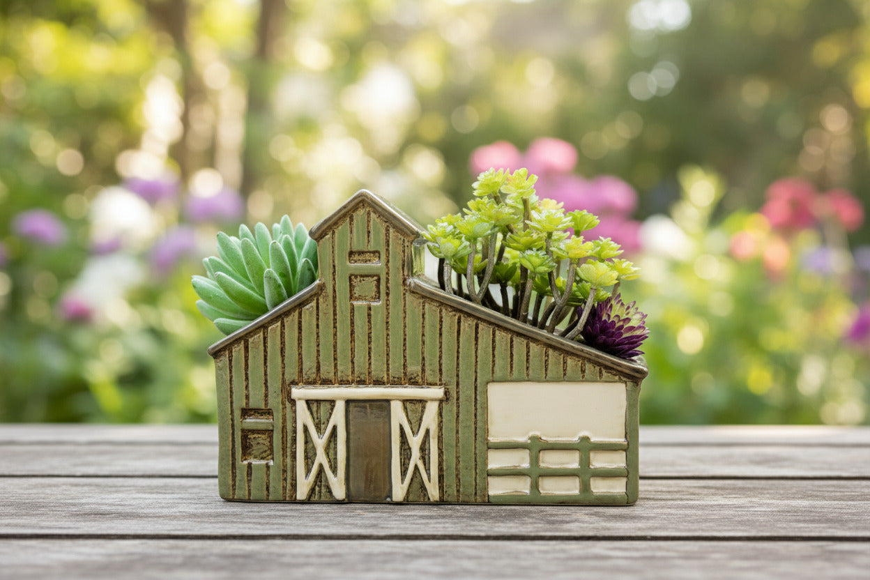 Barn House Planter-Green