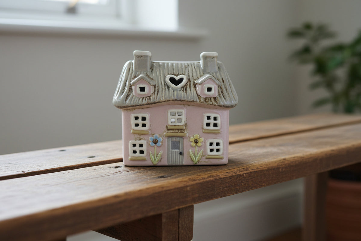 Pink Thatched Tealight House