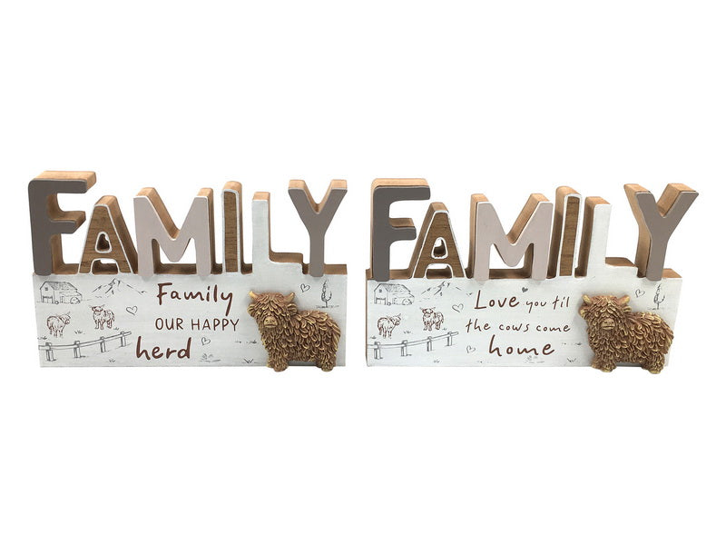 Family Plaque with Highland Cow