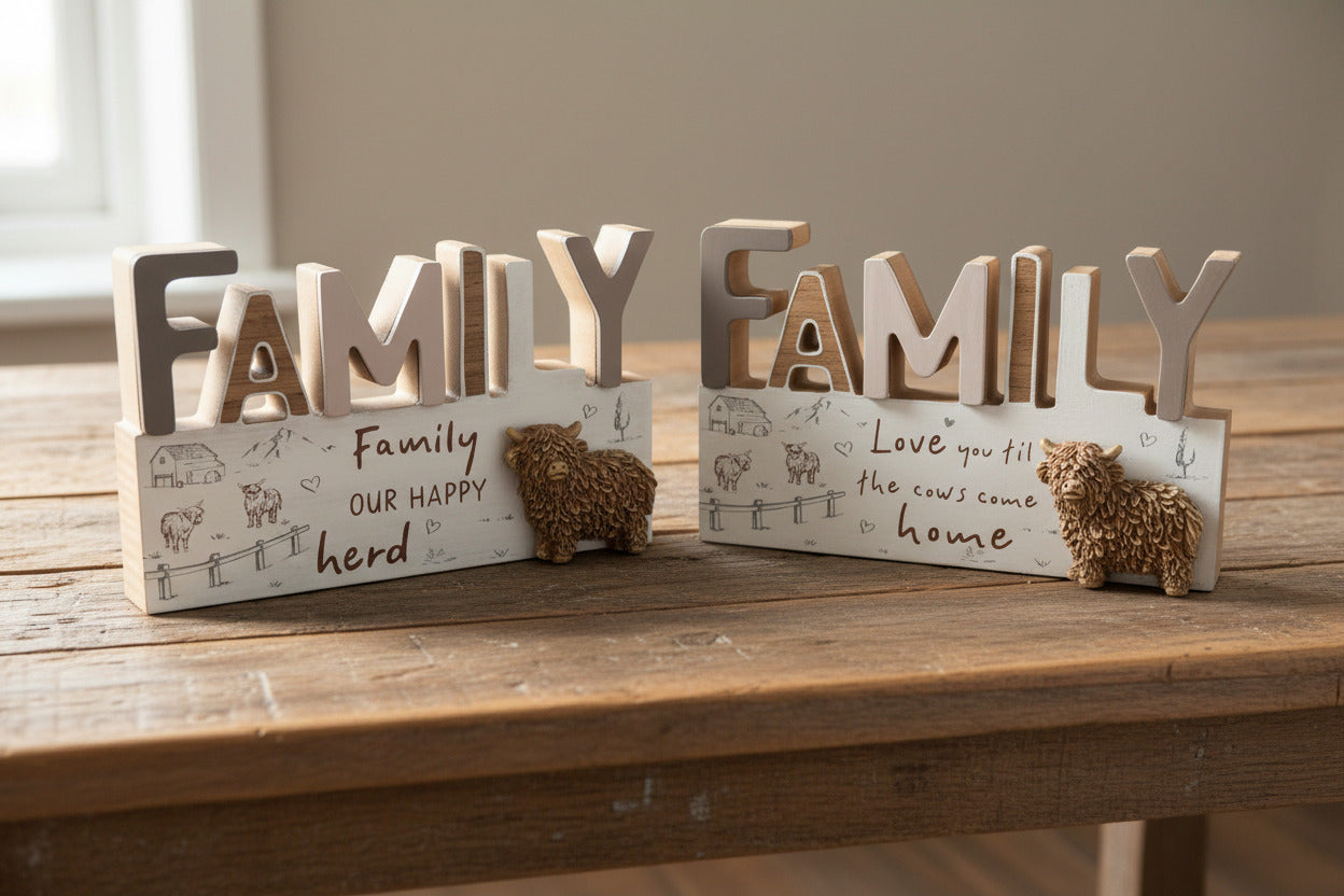 Family Plaque with Highland Cow