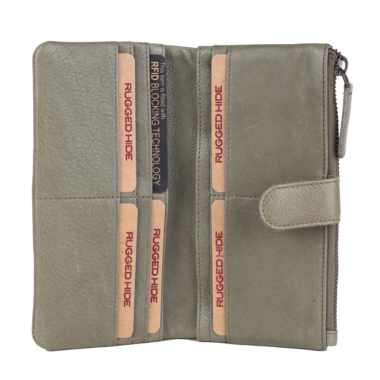 Rugged Hide Veronica Wallet-Olive