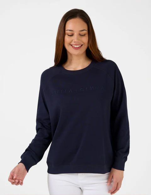 Stella and Gemma Logo Sweater- Navy
