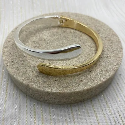 Bangle Hinged Crossover- Gold/Silver