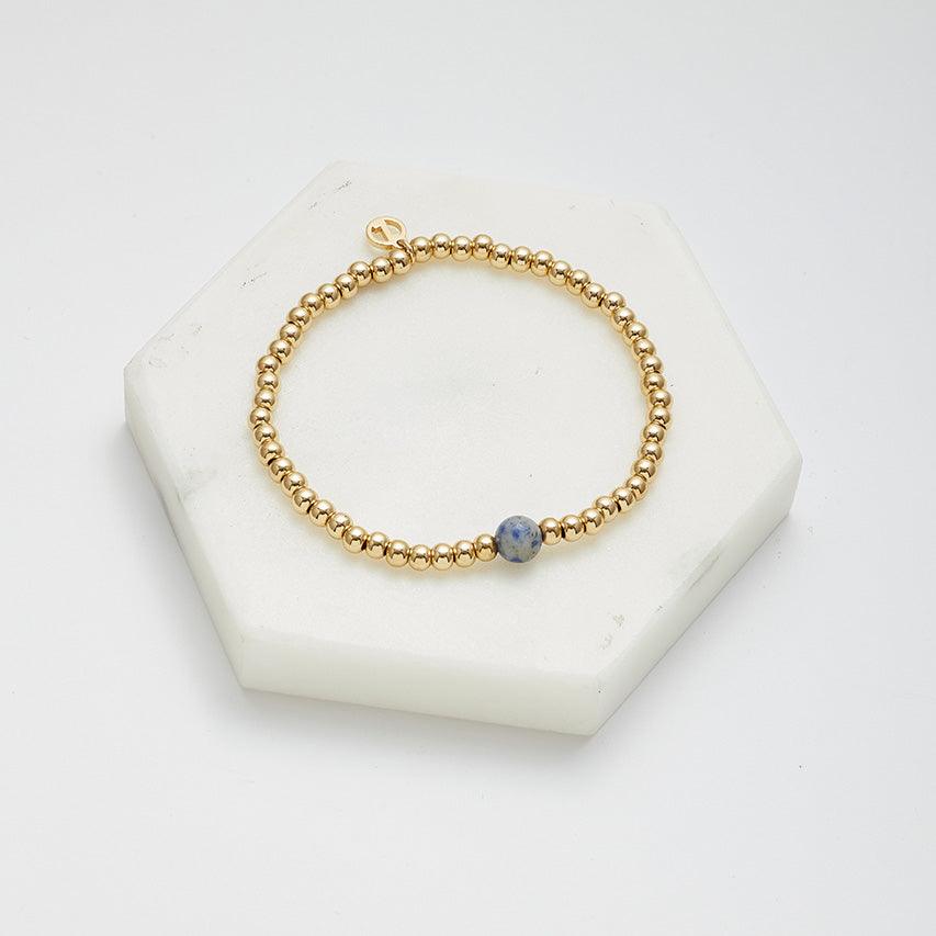 Zafino Gold Bead Bracelet-Blue