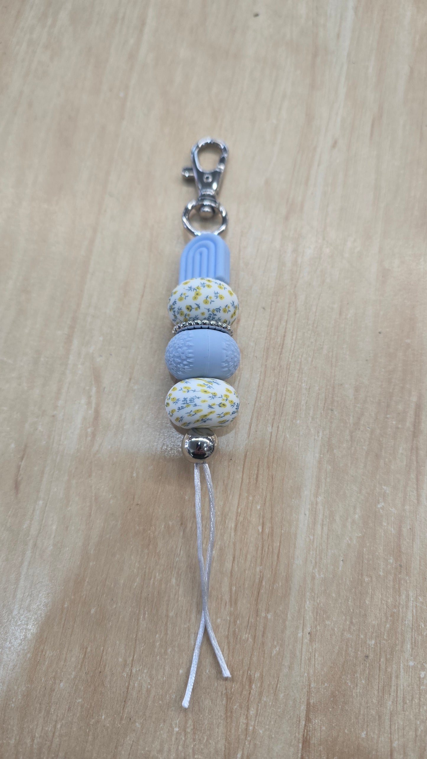 Hanging Beaded Keyring- Blue Rainbow
