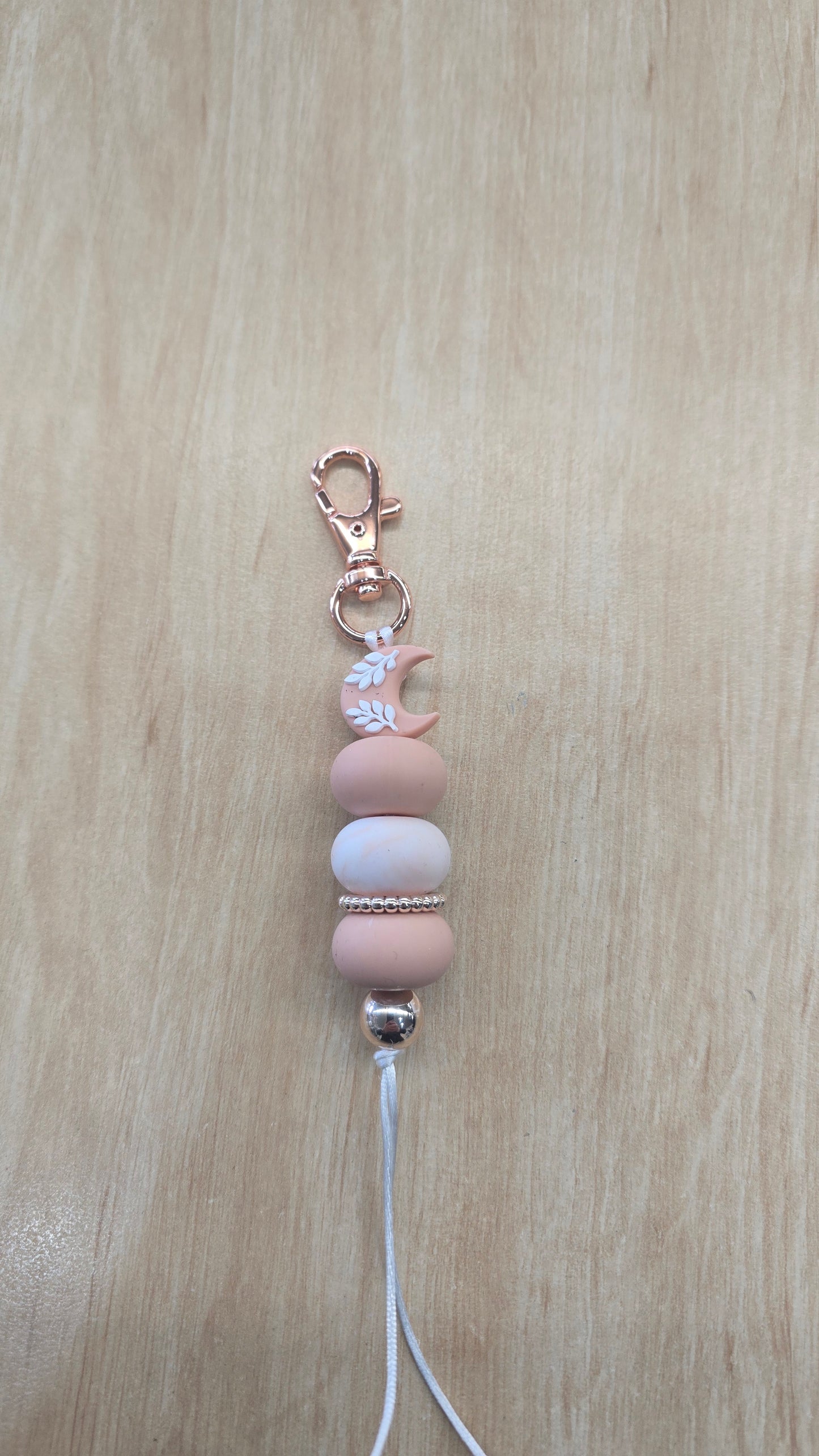 Beaded Hanging Keyring- Peach Moon