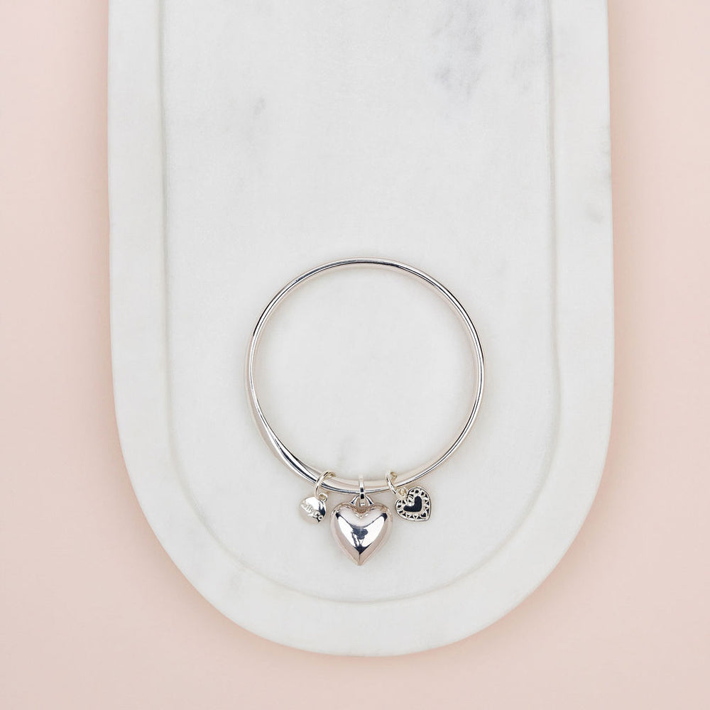 Silver Hearts Bangle