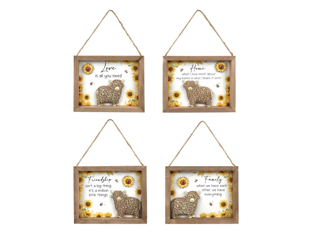 Highland Cow and Sunflower Plaque