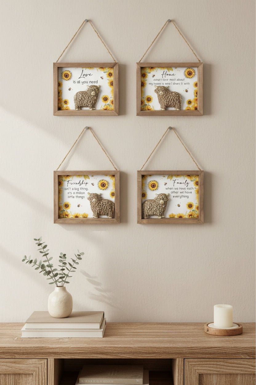 Highland Cow and Sunflower Plaque