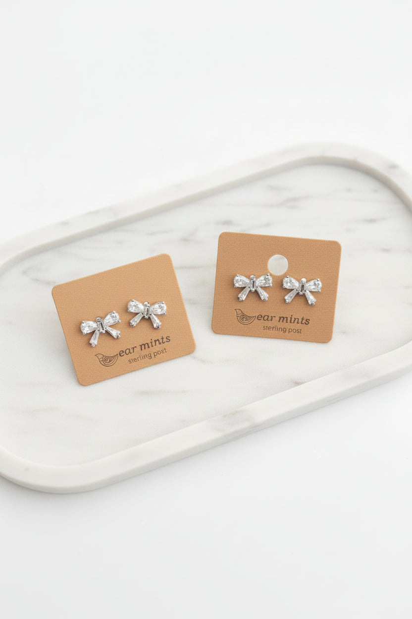 Clear Crystal Bow Earrings