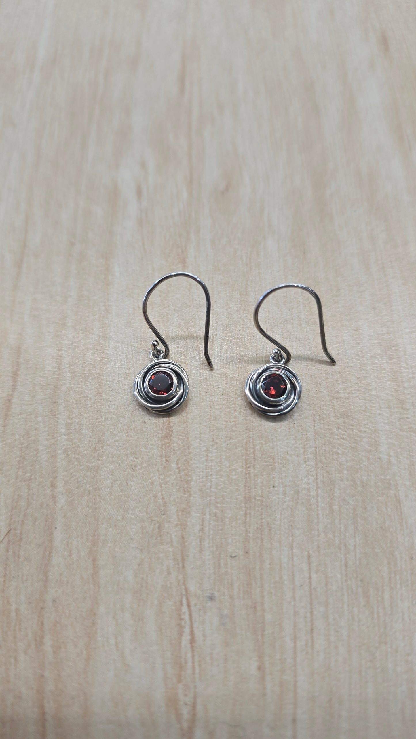Circle Earrings- Garnet