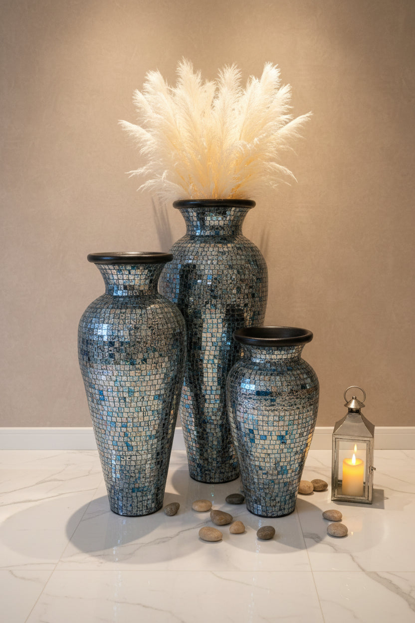 Mosaic Lip Vase-Blue/Brown