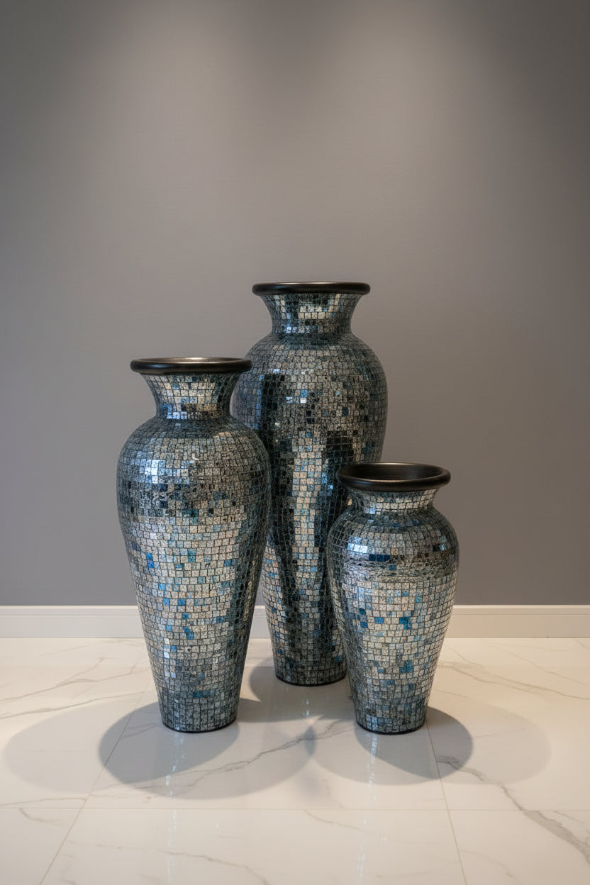 Mosaic Lip Vase-Blue/Brown