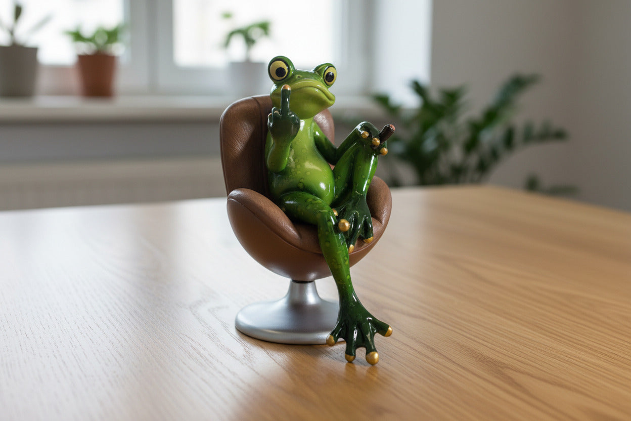 Frog With Attitude on Swivel Chair