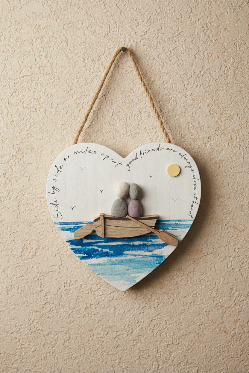 Heart Plaque-Lovers in Rowboat