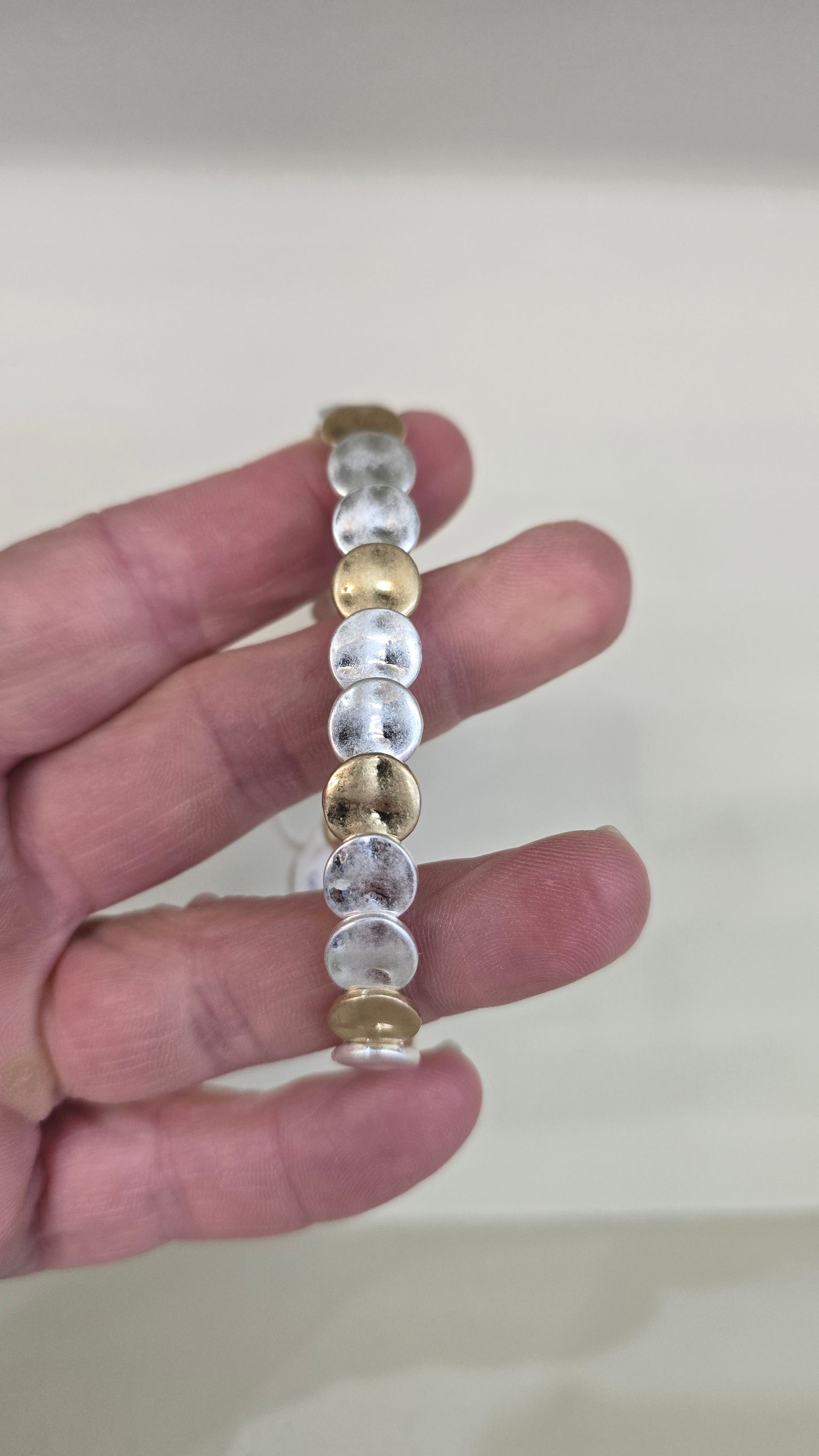 Bracelet Two Tone Stretchy Disc