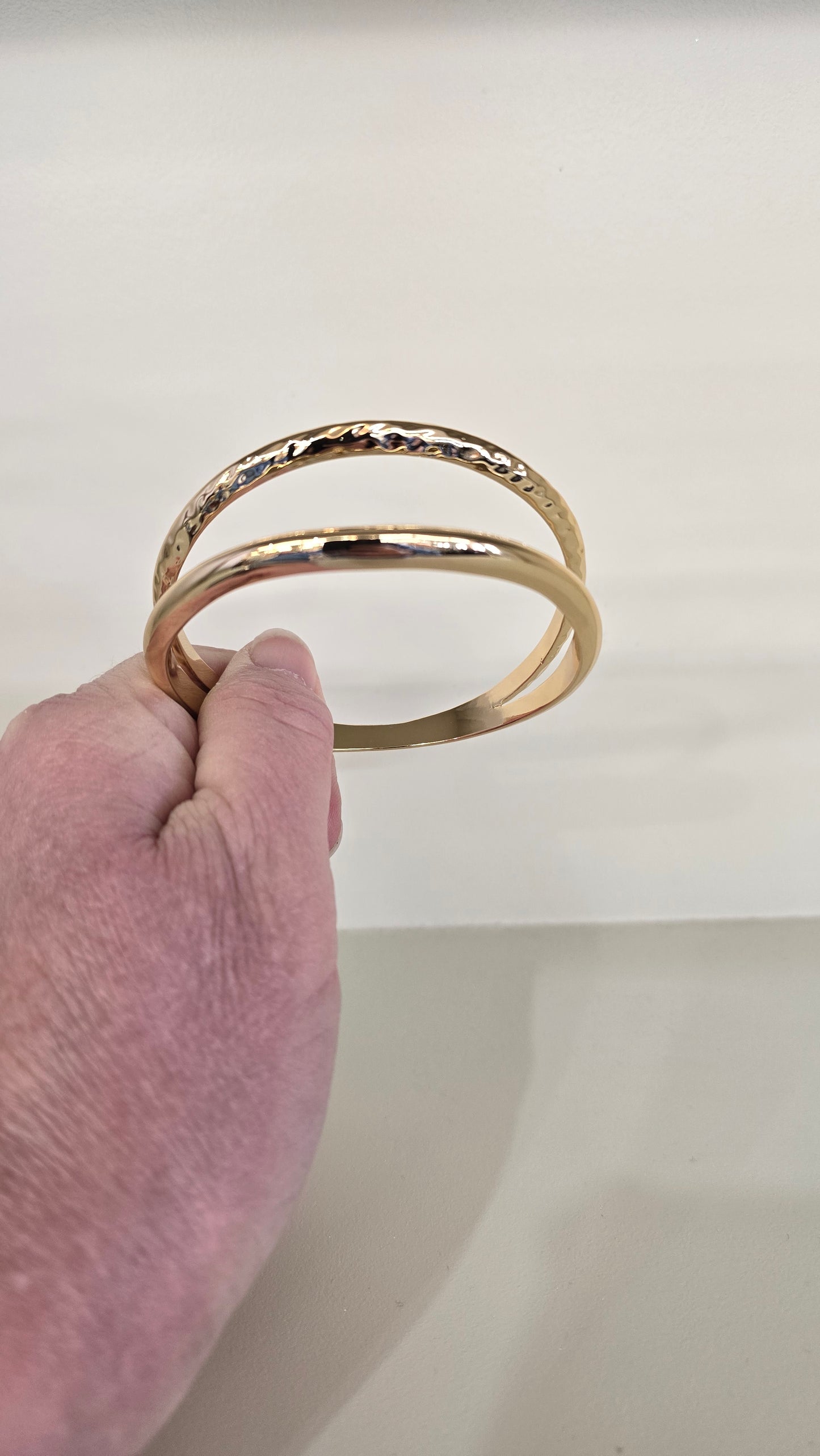 Bracelet Dual Line Hammered- Gold