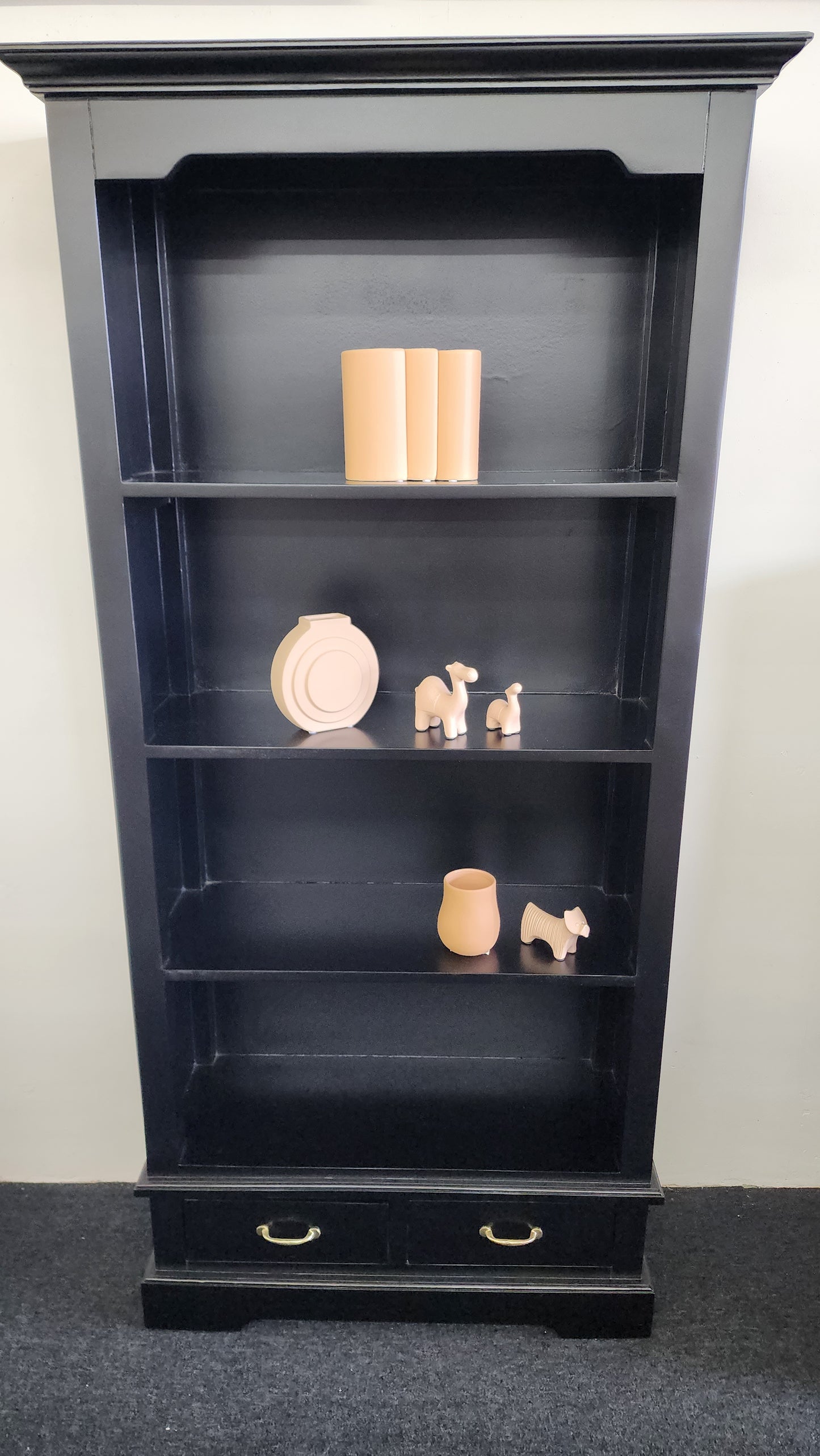 Hampton's Black Double Bookcase