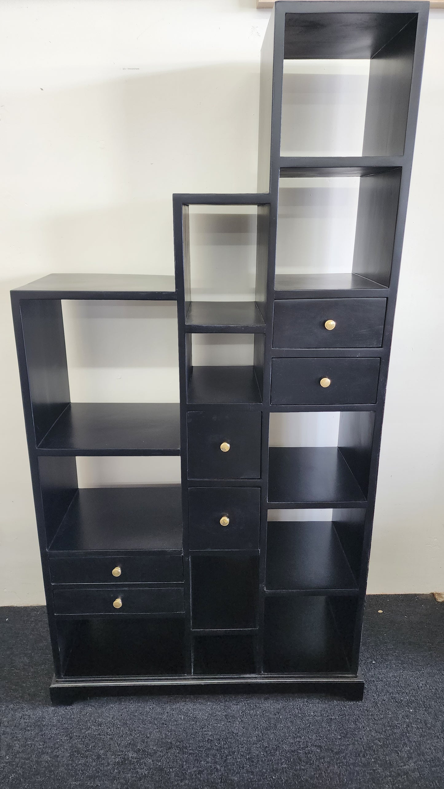 Hampton's Black Open Step Cabinet