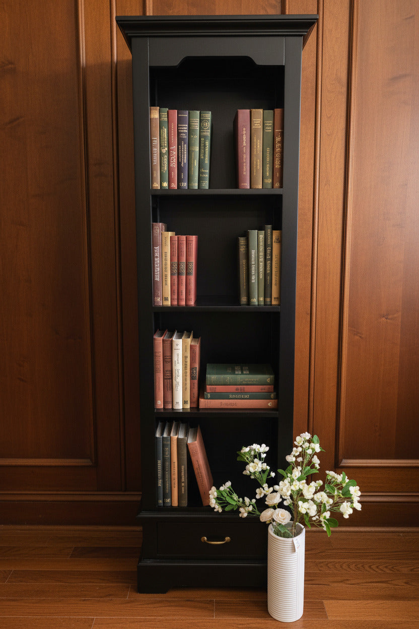 Hampton's Black Single Bookcase