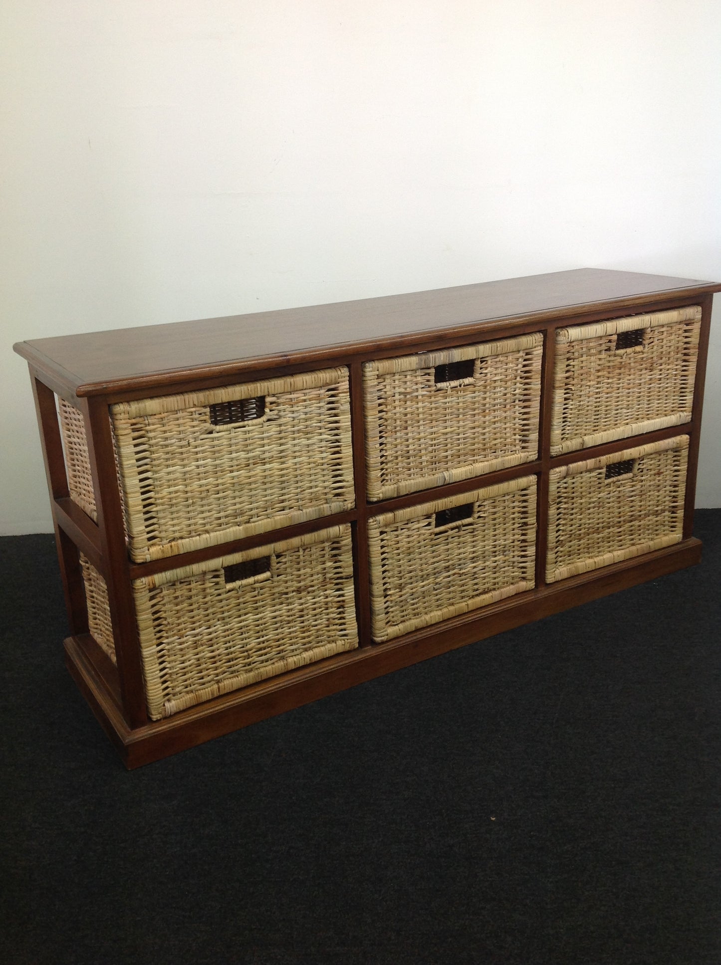 Rattan Storage Unit 6 Drawer Horizontal