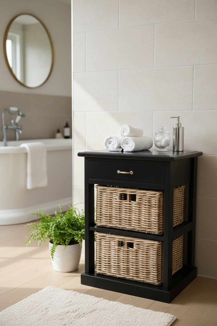 Hampton's Black 2 Drawer Buffet