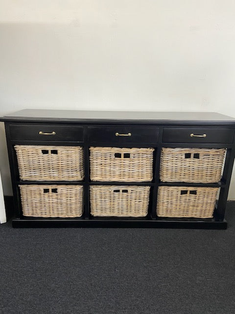 Hampton's Black 6 Drawer Buffet