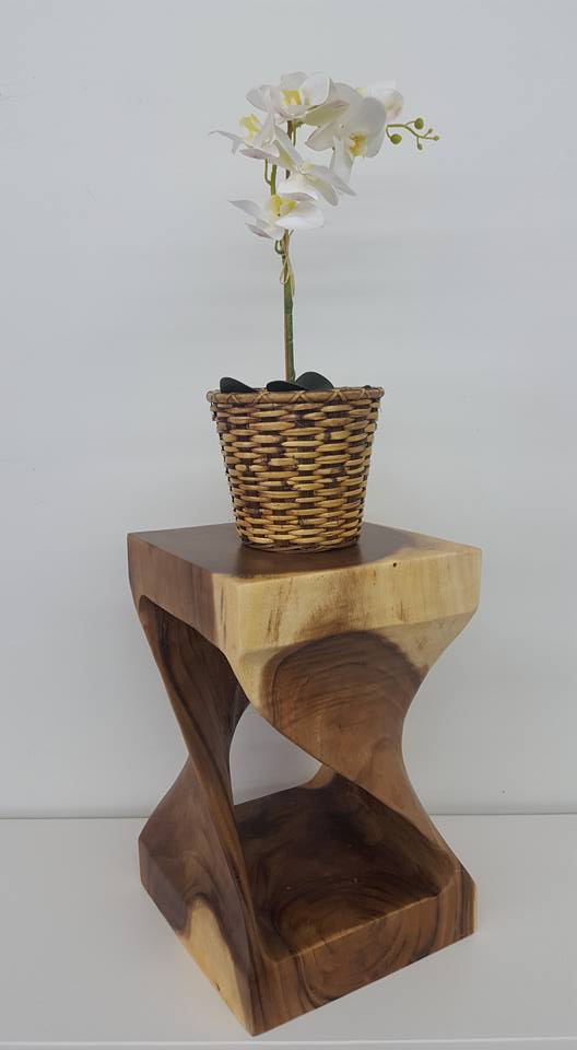 Teak Twisted Stool