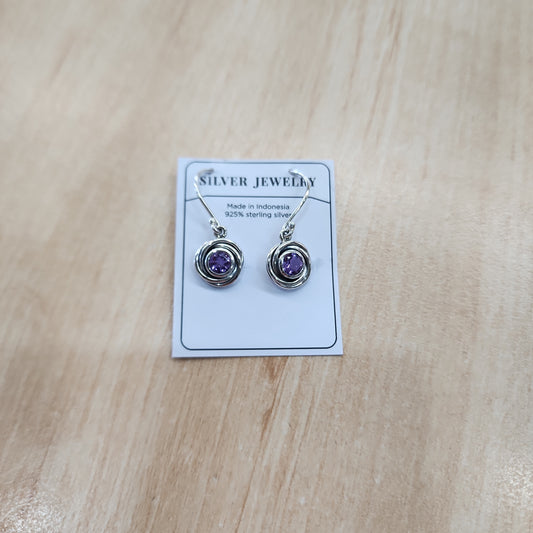 Circle Earrings- Amethyst