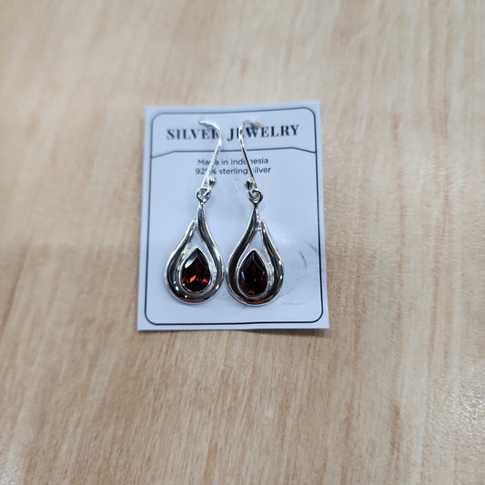 Teardrop Earrings - Garnet