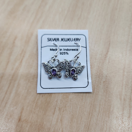 Butterfly Earrings- Amethyst