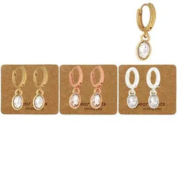 Earrings Oval Crystal Huggie-Clear