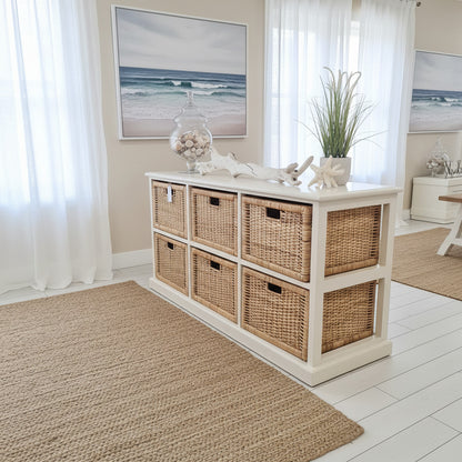 Rattan Storage Unit 6 Drawer Horizontal