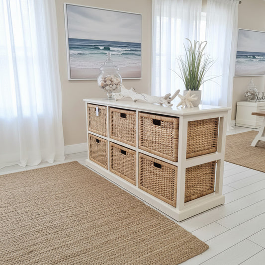 Rattan Storage Unit 6 Drawer Horizontal