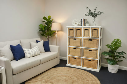Rattan Storage 10 Drawer Unit