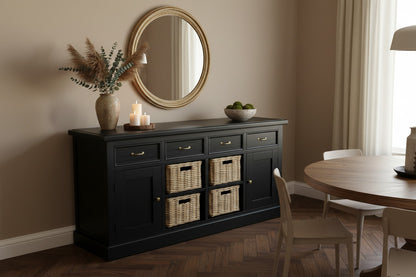Hamptons Black 4 Drawer Buffet
