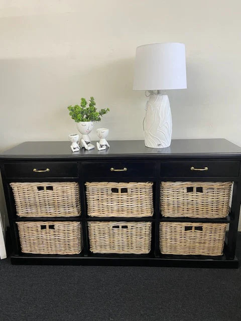 Hampton's Black 6 Drawer Buffet