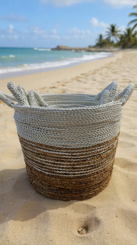 Storage Basket- White and Natural