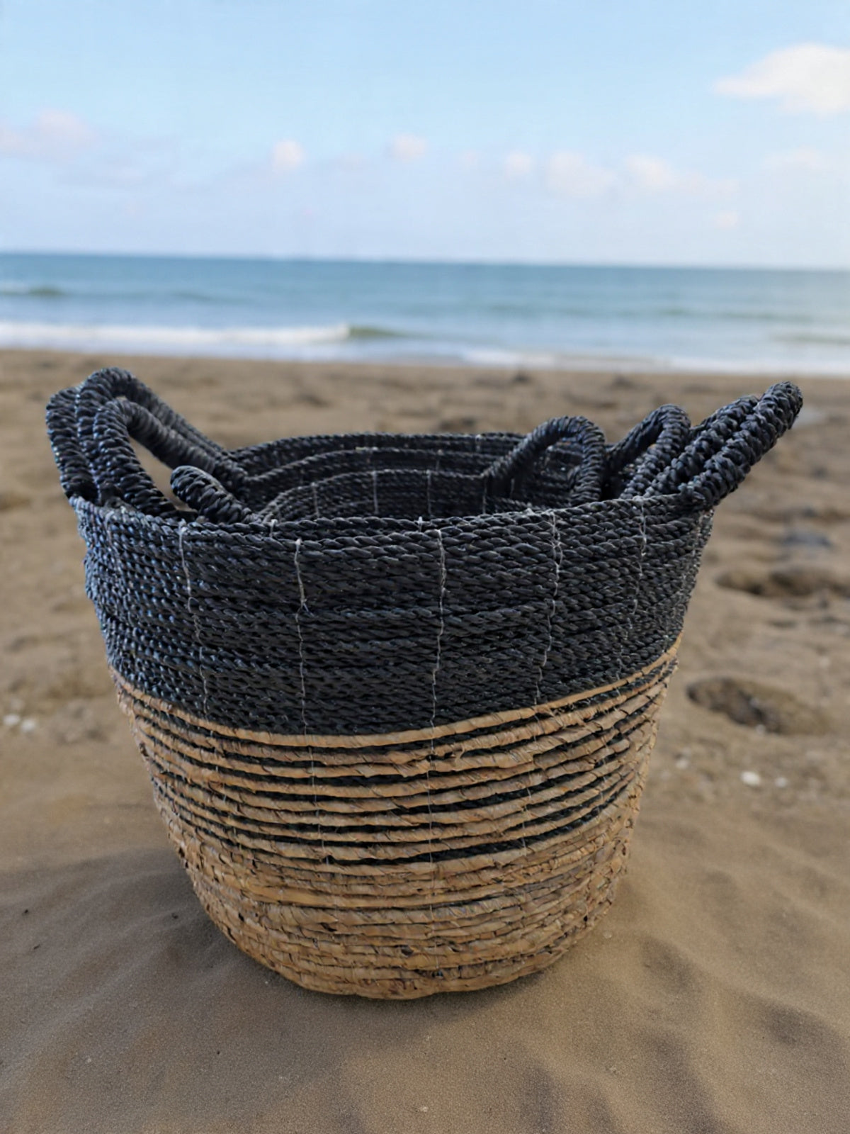 Storage Basket-Black and Natural