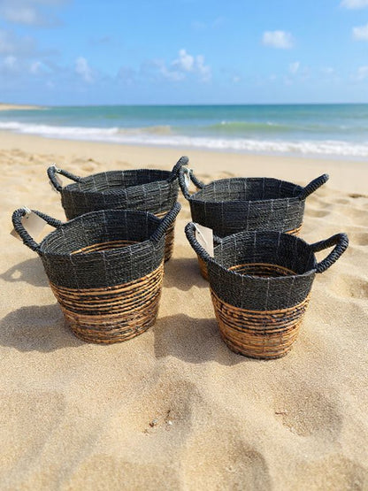 Storage Basket-Black and Natural