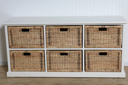 Rattan Storage Unit 6 Drawer Horizontal